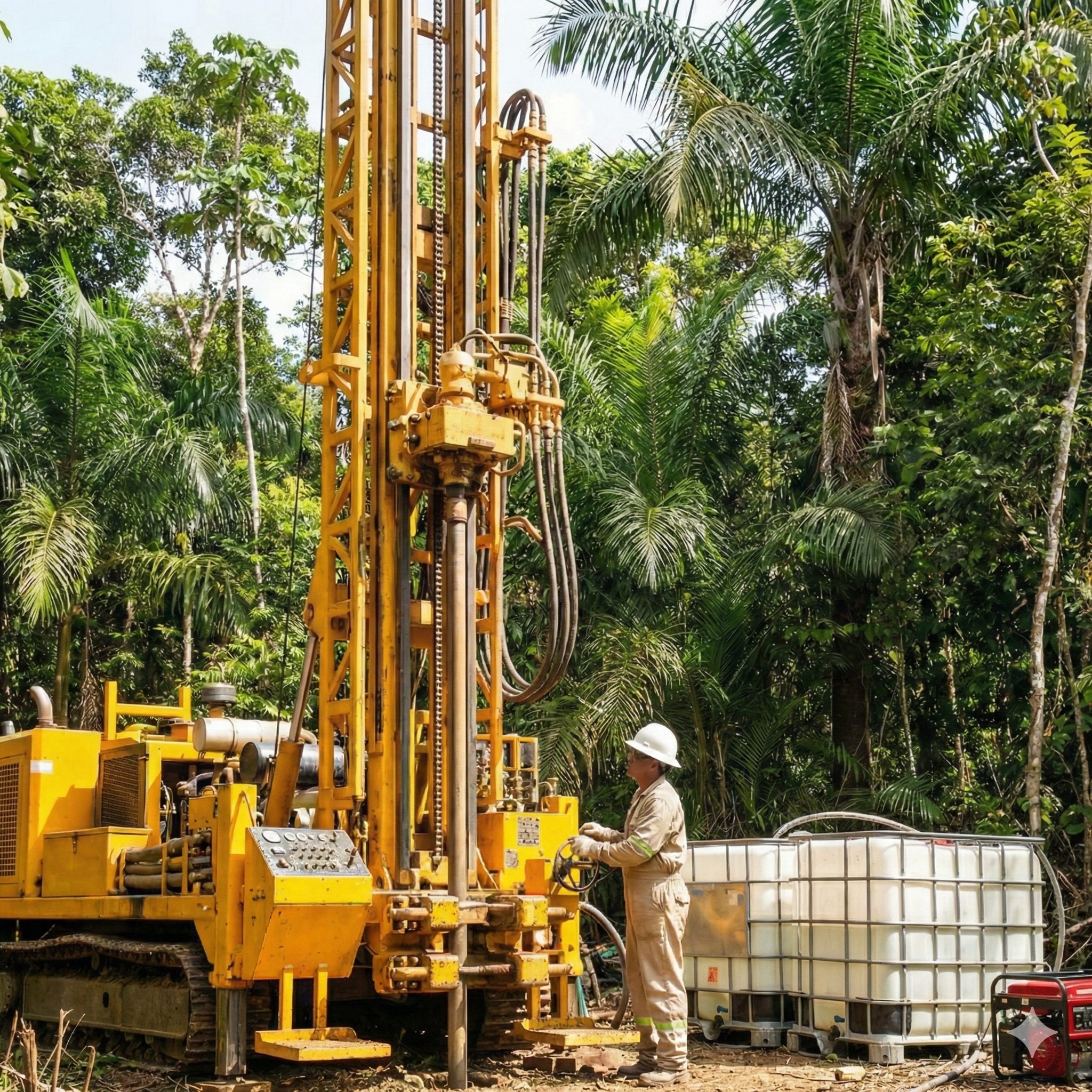 Perforación con equipo rotativo para exploración geotécnica en selva Colombia